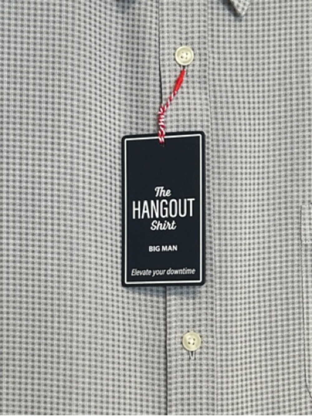 Roundtree & Yorke Short Sleeve Grey Micro-Check Hangout Button-Up Shirt Size 4XB - Picture 2 of 8